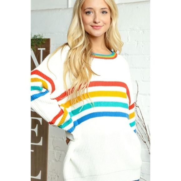 Ivory Multi Stripe Sweater - Picture 2 of 3